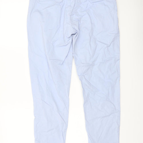 RESERVED Womens Blue Cotton Trousers Size 10 L27 in Regular Button