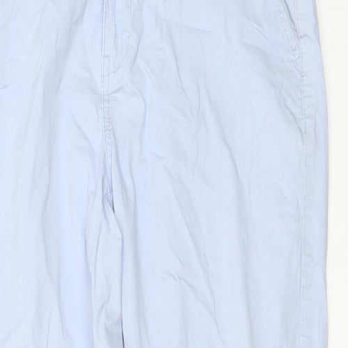 RESERVED Womens Blue Cotton Trousers Size 10 L27 in Regular Button