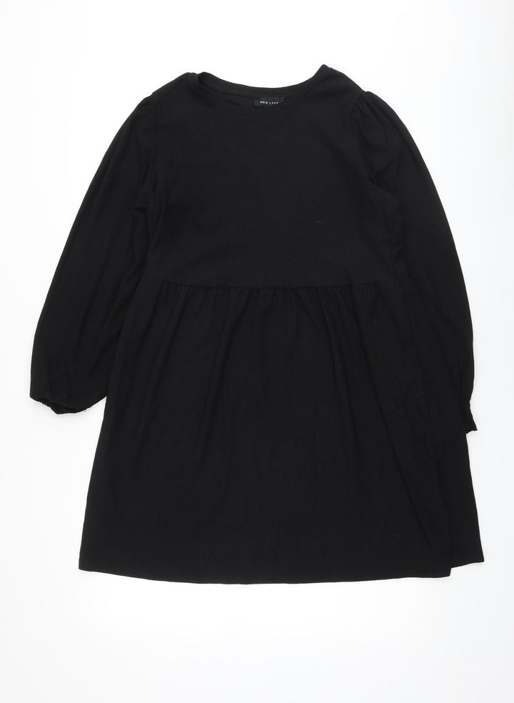 New Look Womens Black Polyester A-Line Size 12 Round Neck Pullover