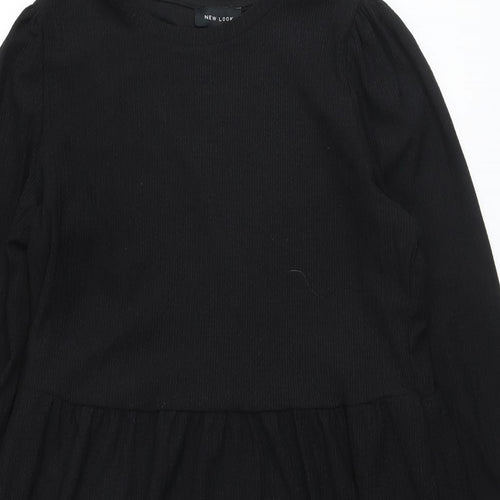 New Look Womens Black Polyester A-Line Size 12 Round Neck Pullover