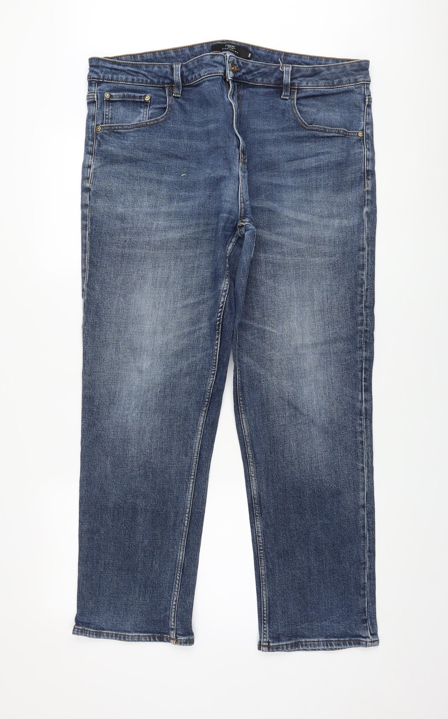 NEXT Mens Blue Cotton Straight Jeans Size 38 in L30 in Regular Button