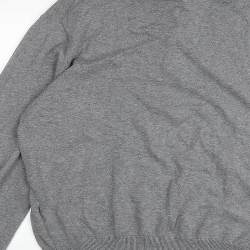GANT Mens Grey V-Neck Cotton Pullover Jumper Size L Long Sleeve