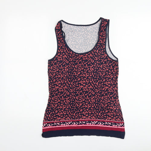 Oasisi Womens Multicoloured Animal Print Viscose Basic Tank Size S Round Neck