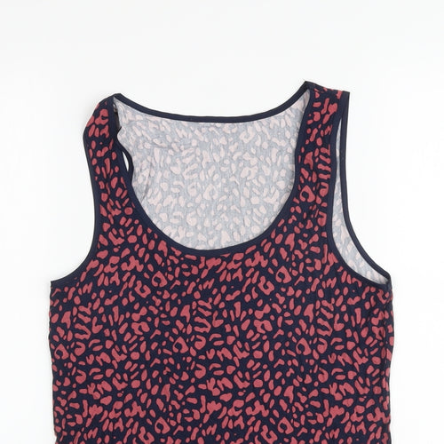 Oasisi Womens Multicoloured Animal Print Viscose Basic Tank Size S Round Neck