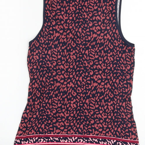 Oasisi Womens Multicoloured Animal Print Viscose Basic Tank Size S Round Neck