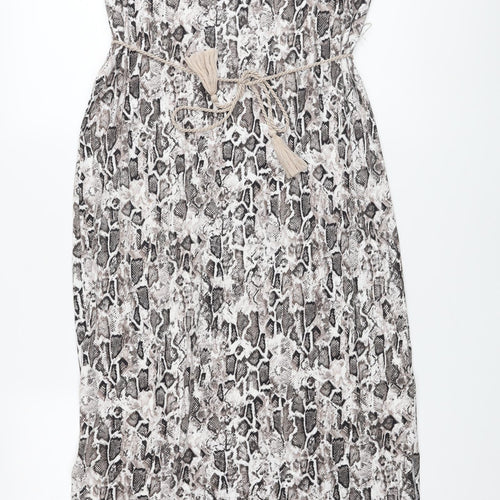 Marks and Spencer Womens Grey Animal Print Viscose A-Line Size 12 V-Neck Pullover