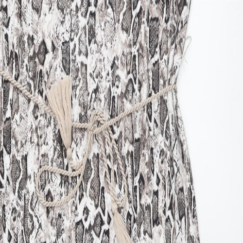 Marks and Spencer Womens Grey Animal Print Viscose A-Line Size 12 V-Neck Pullover