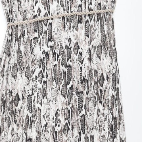 Marks and Spencer Womens Grey Animal Print Viscose A-Line Size 12 V-Neck Pullover