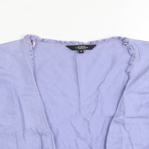Debenhams Womens Purple V-Neck Cotton Shrug Jumper Size 14