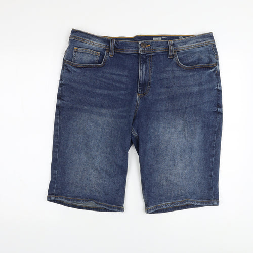F&F Mens Blue Cotton Bermuda Shorts Size 40 in L12 in Regular Button