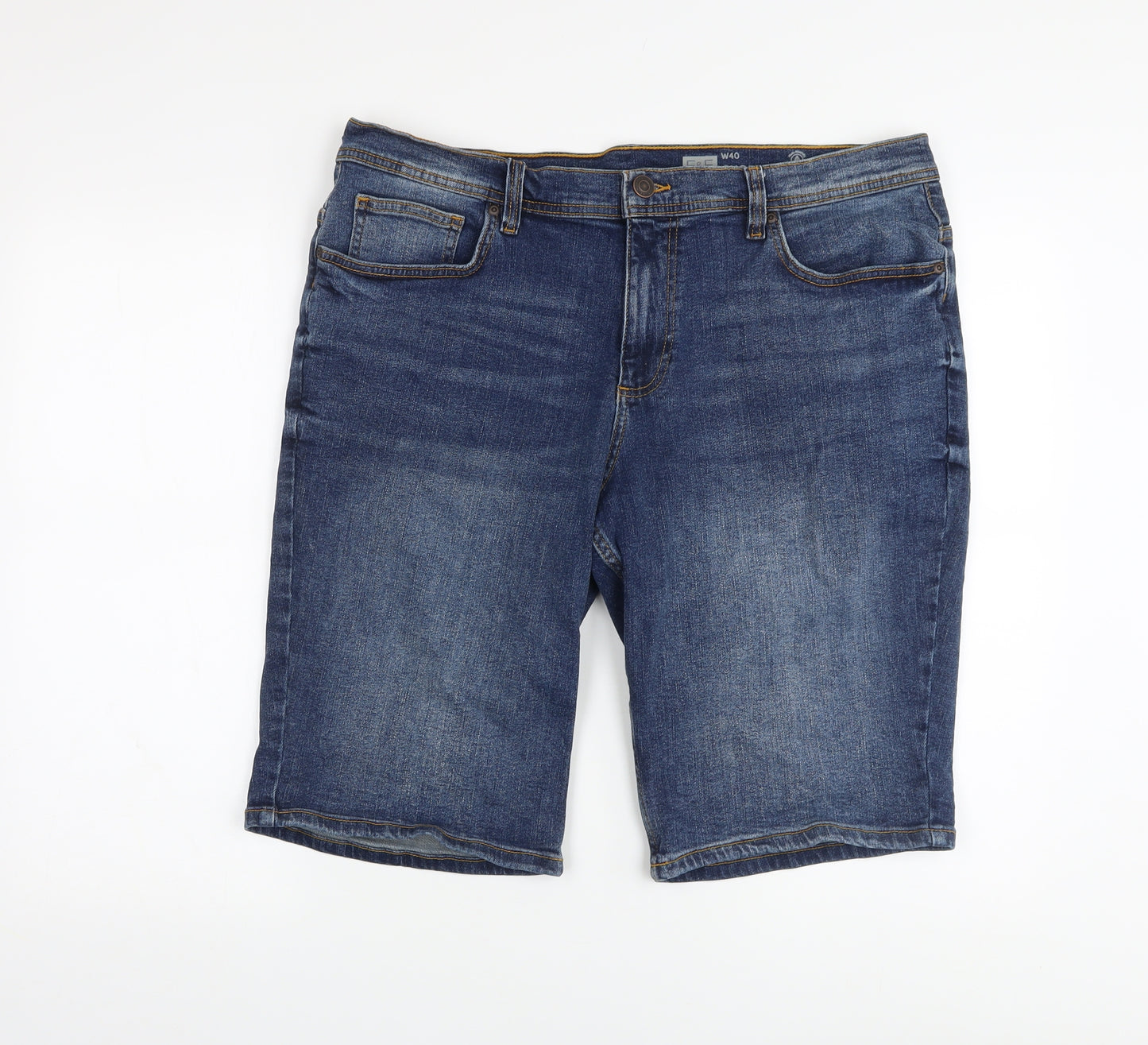 F&F Mens Blue Cotton Bermuda Shorts Size 40 in L12 in Regular Button