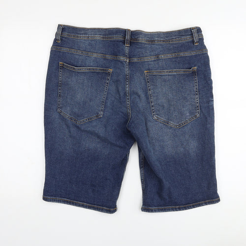 F&F Mens Blue Cotton Bermuda Shorts Size 40 in L12 in Regular Button