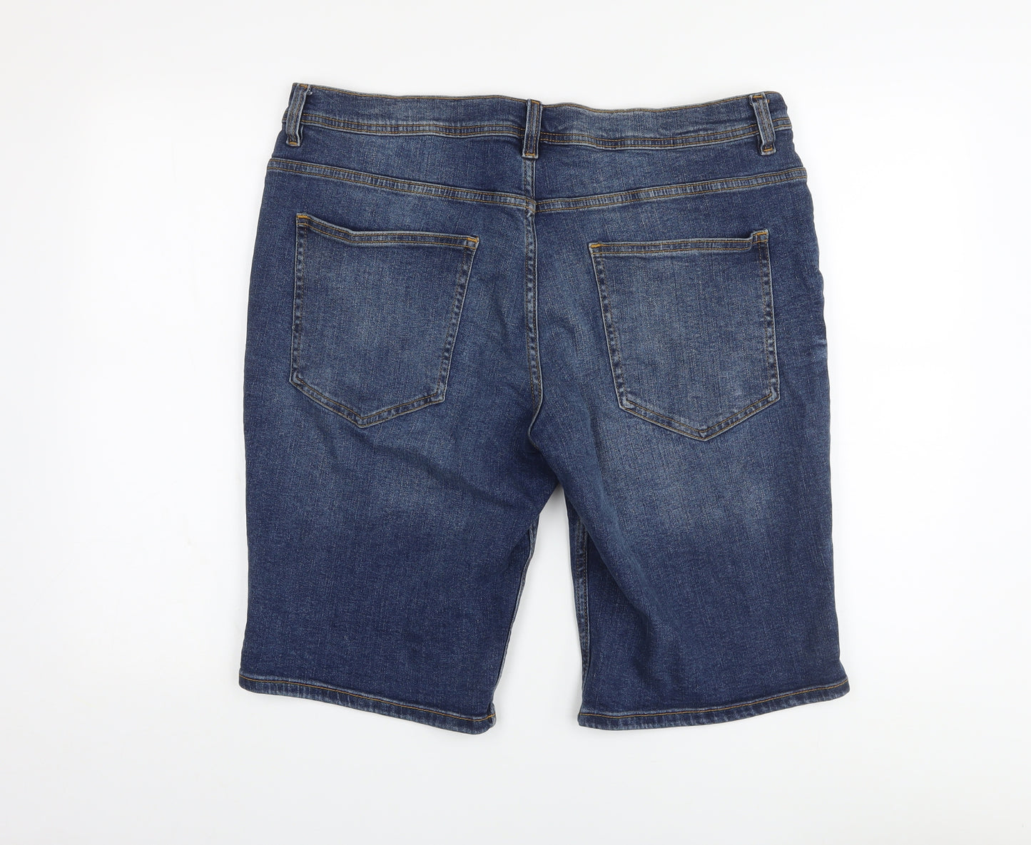 F&F Mens Blue Cotton Bermuda Shorts Size 40 in L12 in Regular Button