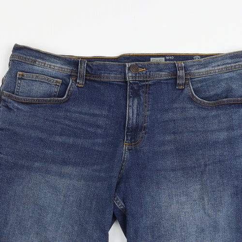 F&F Mens Blue Cotton Bermuda Shorts Size 40 in L12 in Regular Button