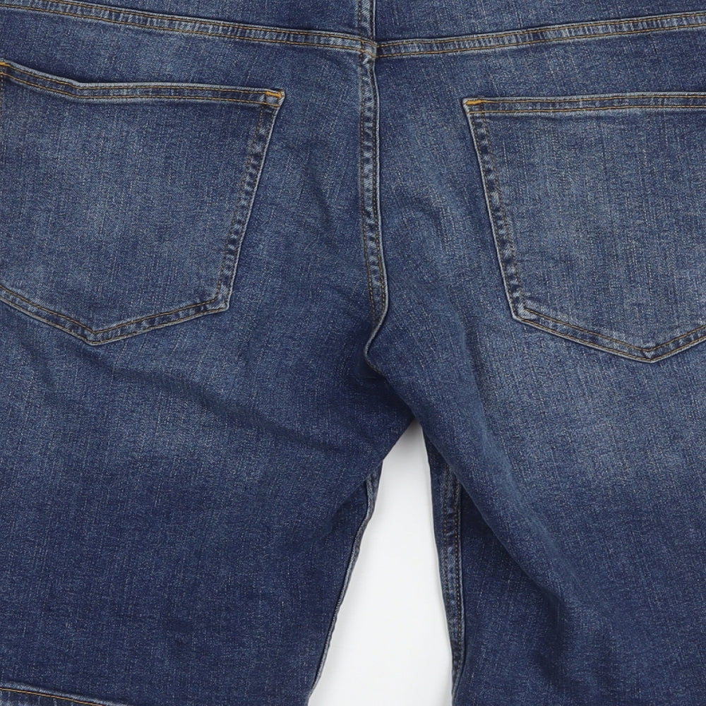 F&F Mens Blue Cotton Bermuda Shorts Size 40 in L12 in Regular Button