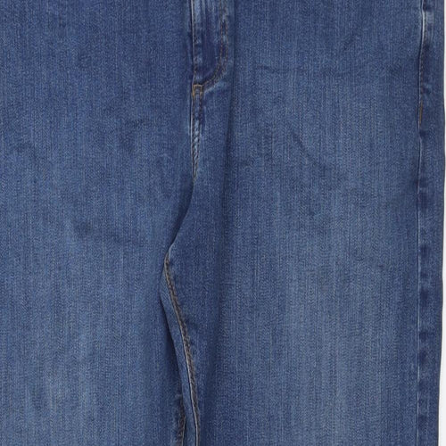 Marks and Spencer Mens Blue Cotton Straight Jeans Size 38 in L29 in Regular Button