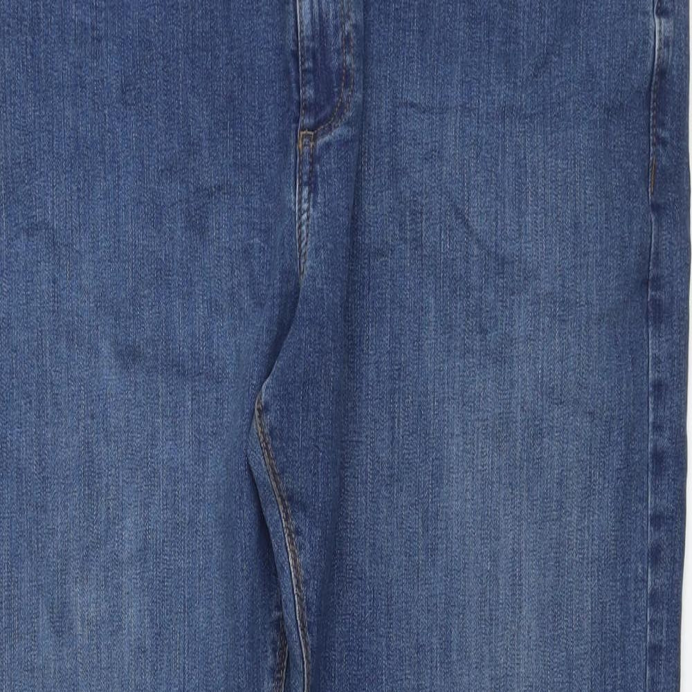 Marks and Spencer Mens Blue Cotton Straight Jeans Size 38 in L29 in Regular Button