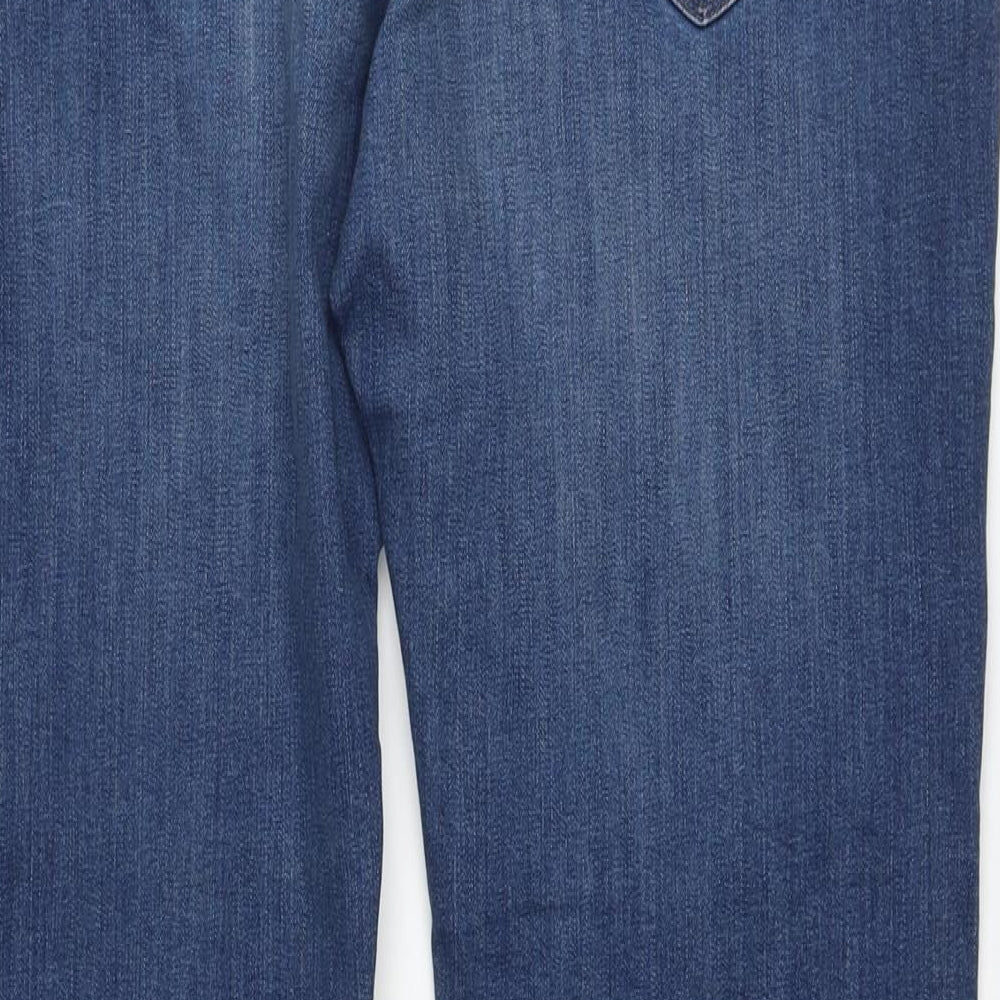 Marks and Spencer Mens Blue Cotton Straight Jeans Size 38 in L29 in Regular Button