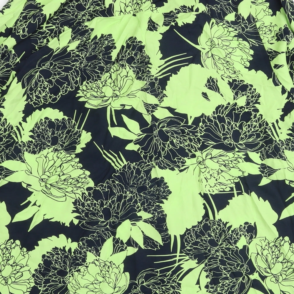 Autograph Womens Green Floral Viscose Basic Blouse Size 20 V-Neck