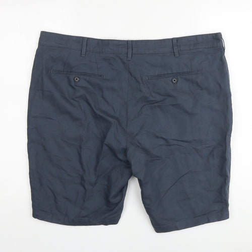 Marks and Spencer Mens Blue Cotton Chino Shorts Size 40 in L10 in Regular Button