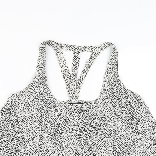VERO MODA Womens Black Animal Print Viscose Basic Blouse Size S Scoop Neck