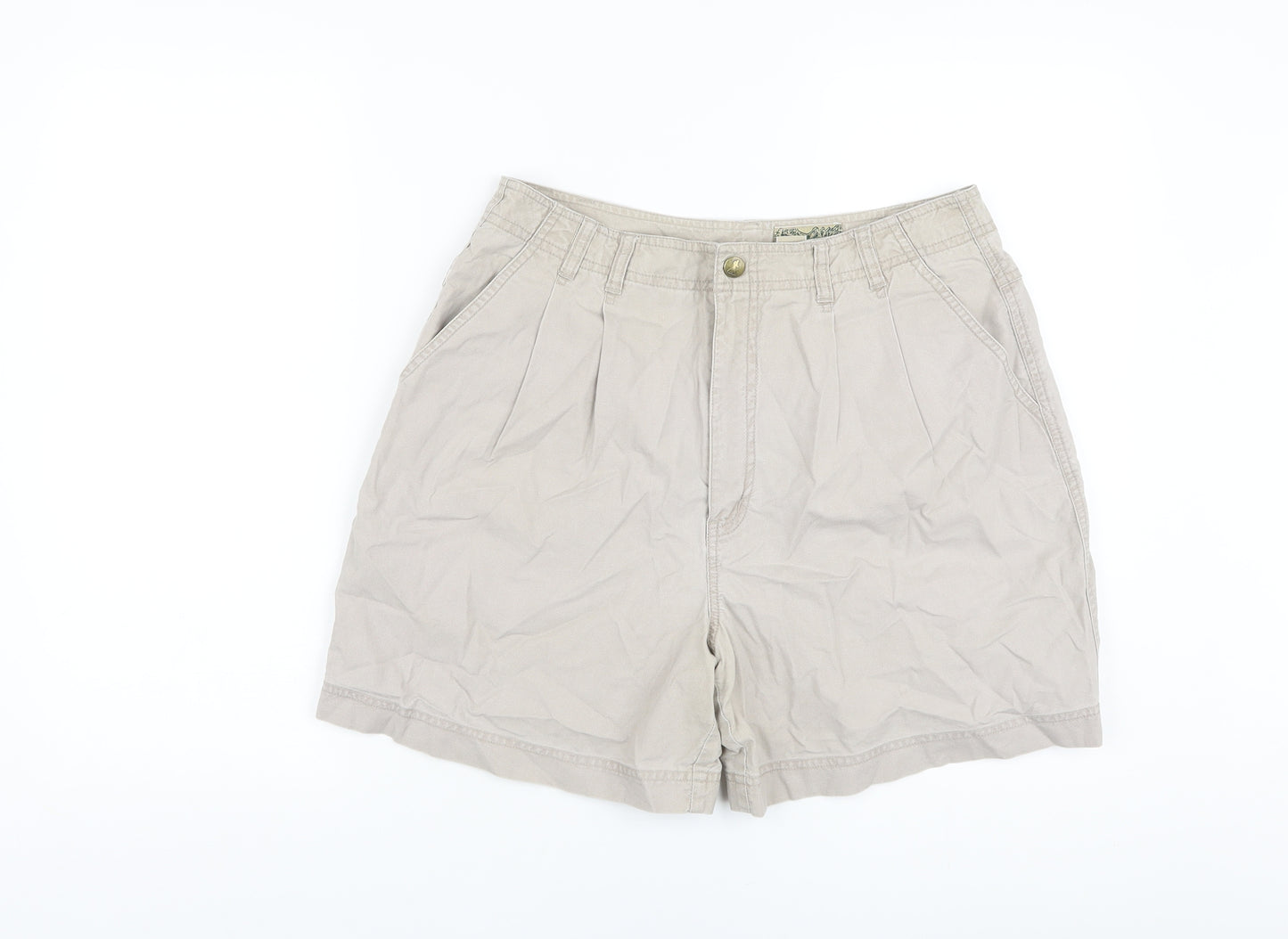 Royal Robbins Womens Beige Cotton Chino Shorts Size 12 L6 in Regular Button