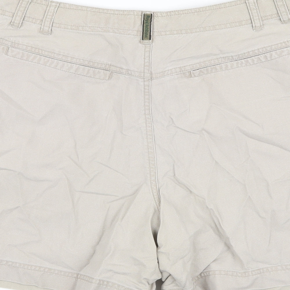 Royal Robbins Womens Beige Cotton Chino Shorts Size 12 L6 in Regular Button