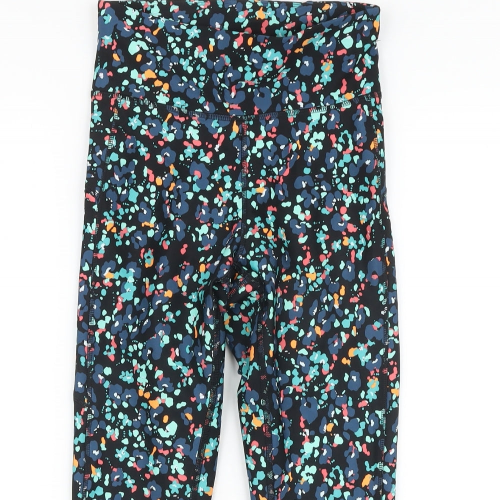 GOOD MOVE Womens Multicoloured Geometric Polyester Capri Leggings Size 8 L18 in Regular Tie