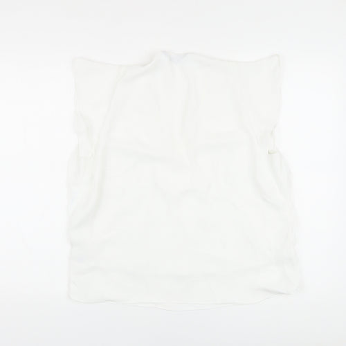 Zara Womens White Polyacrylate Fibre Basic Blouse Size L V-Neck