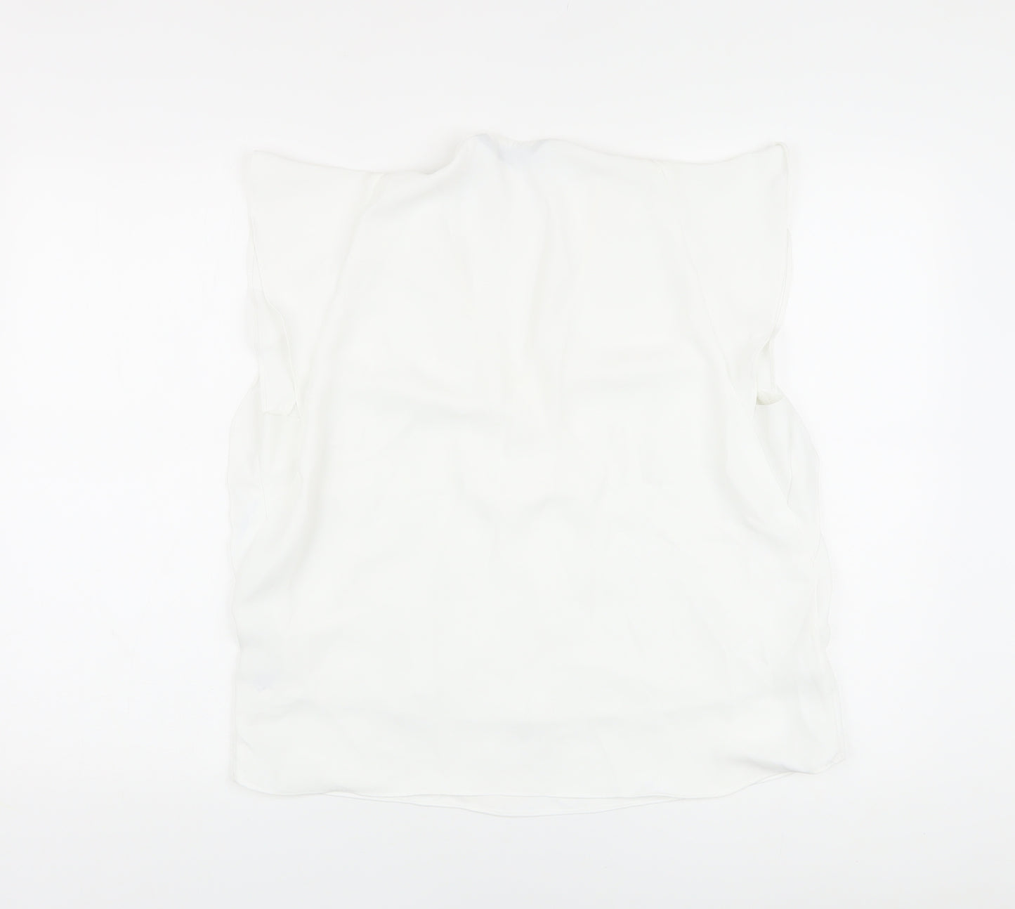 Zara Womens White Polyacrylate Fibre Basic Blouse Size L V-Neck