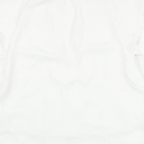 Zara Womens White Polyacrylate Fibre Basic Blouse Size L V-Neck