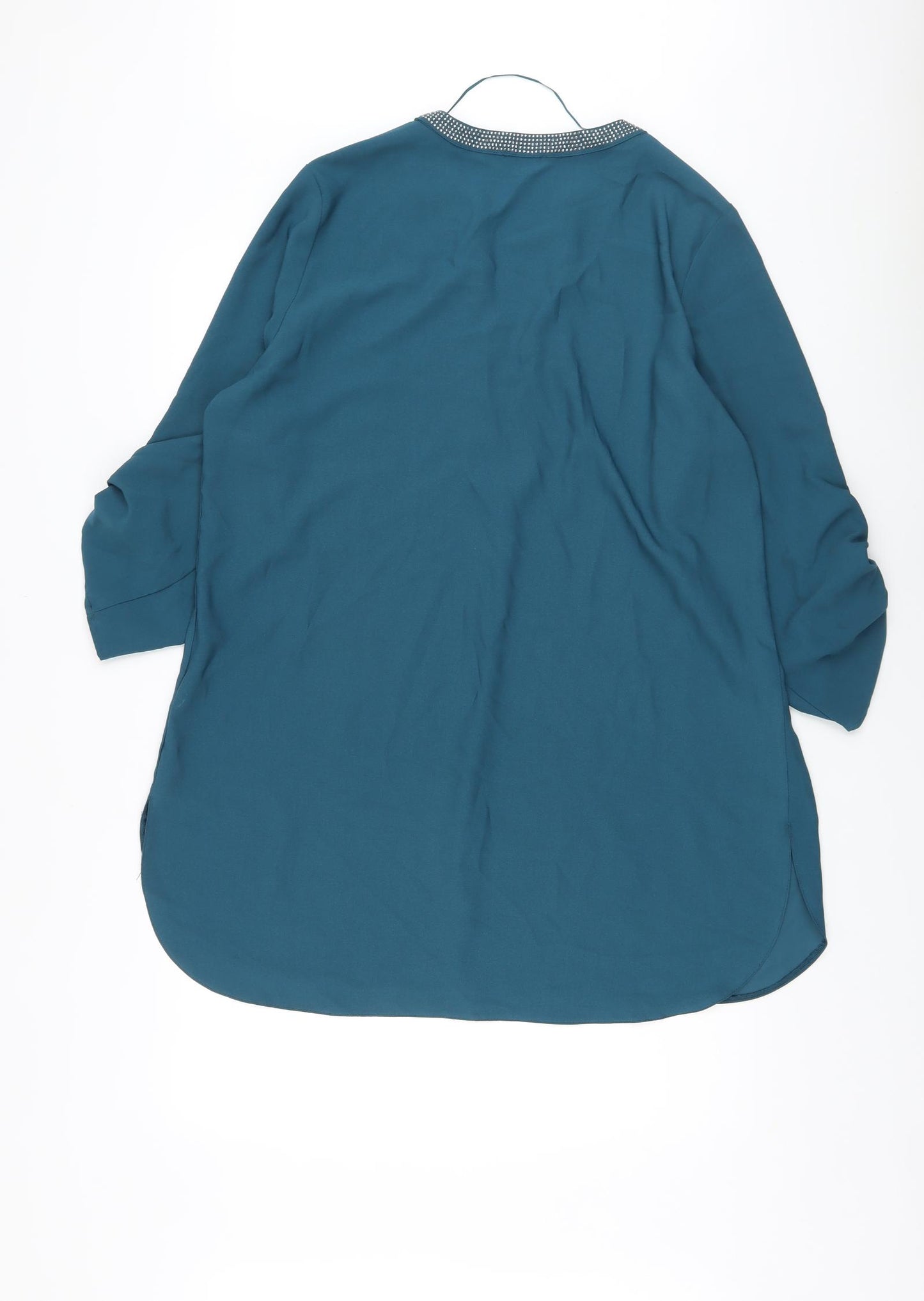 Roman Womens Green Polyester Tunic Blouse Size 18 V-Neck