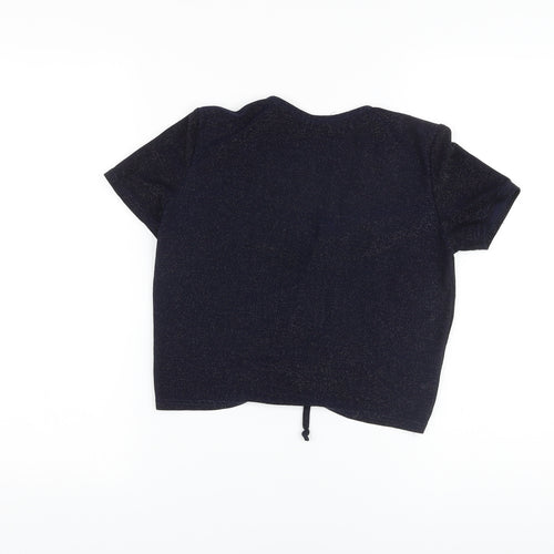 Urban Outfitters Womens Blue Polyester Cropped T-Shirt Size M V-Neck