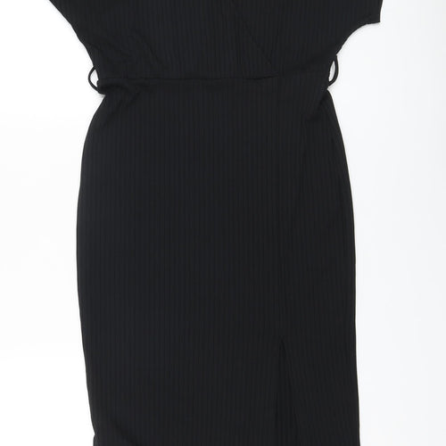 New Look Womens Black Polyester Sheath Size 14 V-Neck Pullover