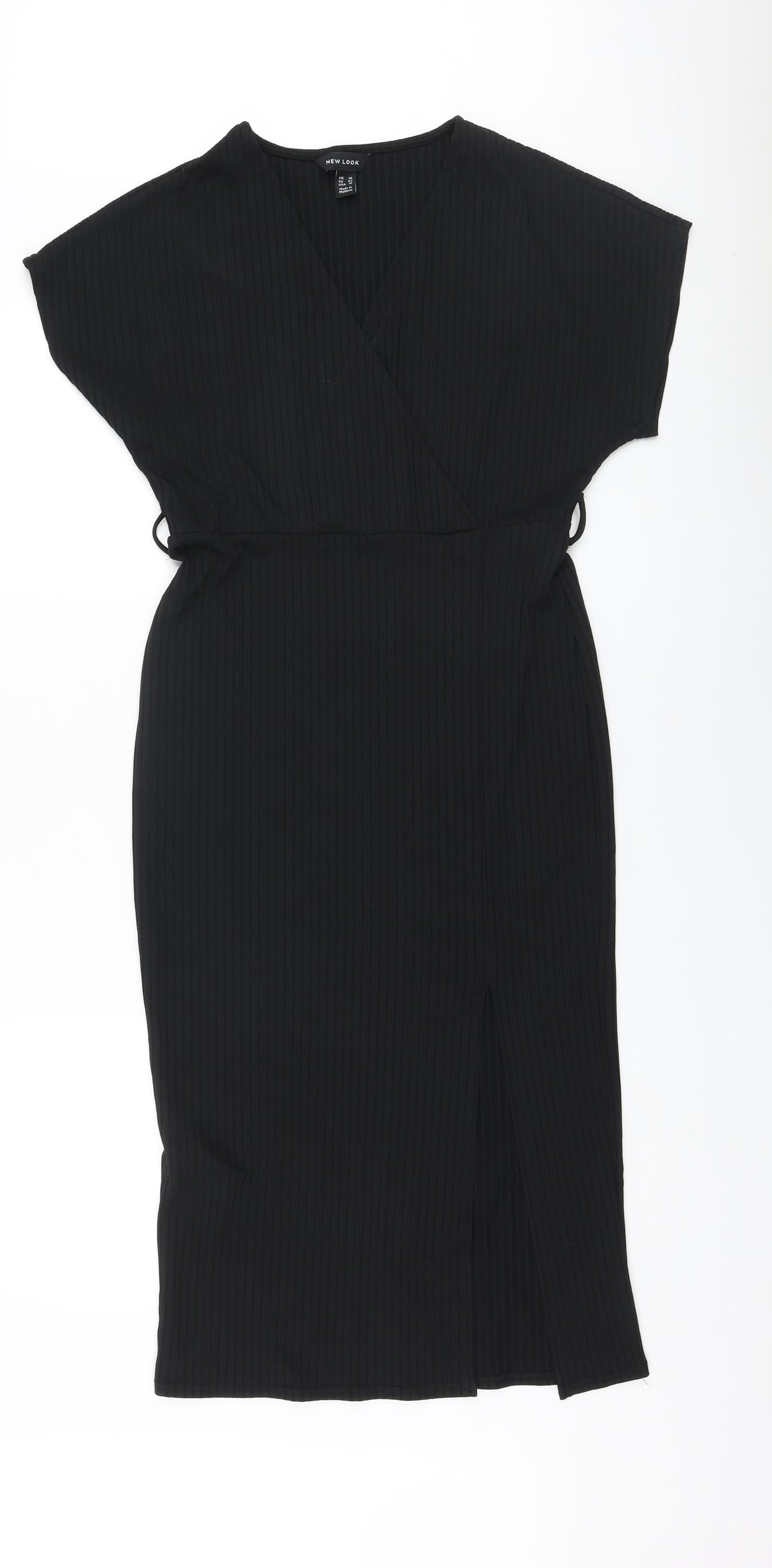 New Look Womens Black Polyester Sheath Size 14 V-Neck Pullover