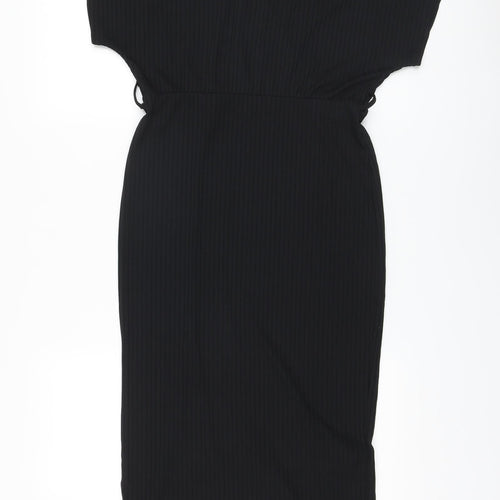 New Look Womens Black Polyester Sheath Size 14 V-Neck Pullover