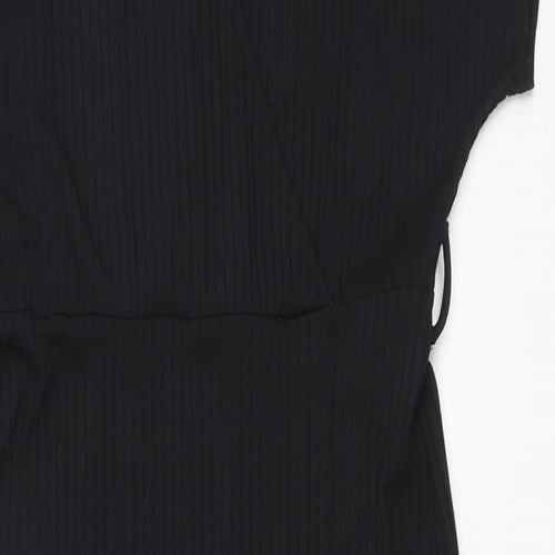 New Look Womens Black Polyester Sheath Size 14 V-Neck Pullover
