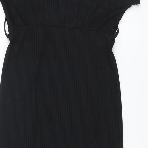 New Look Womens Black Polyester Sheath Size 14 V-Neck Pullover