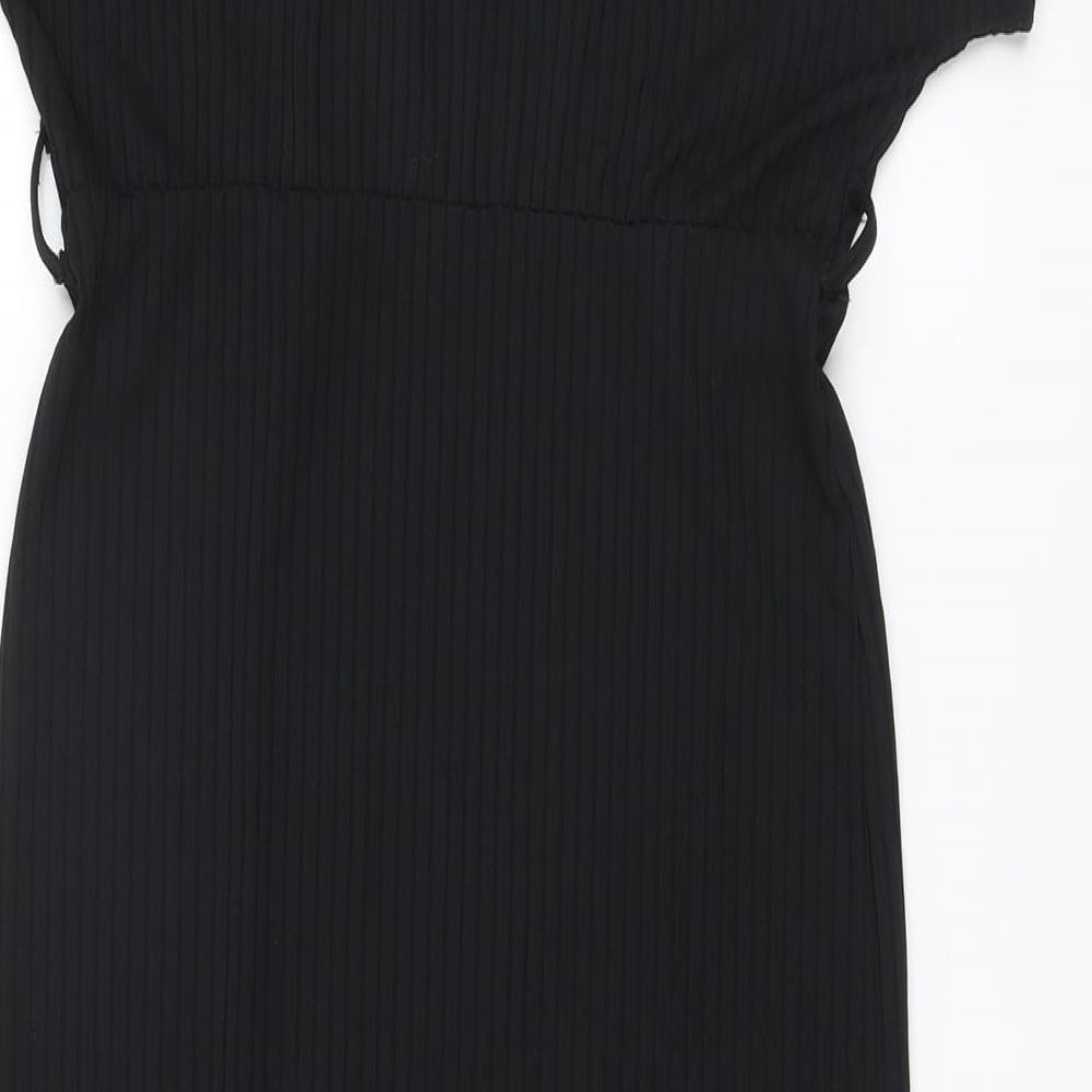 New Look Womens Black Polyester Sheath Size 14 V-Neck Pullover