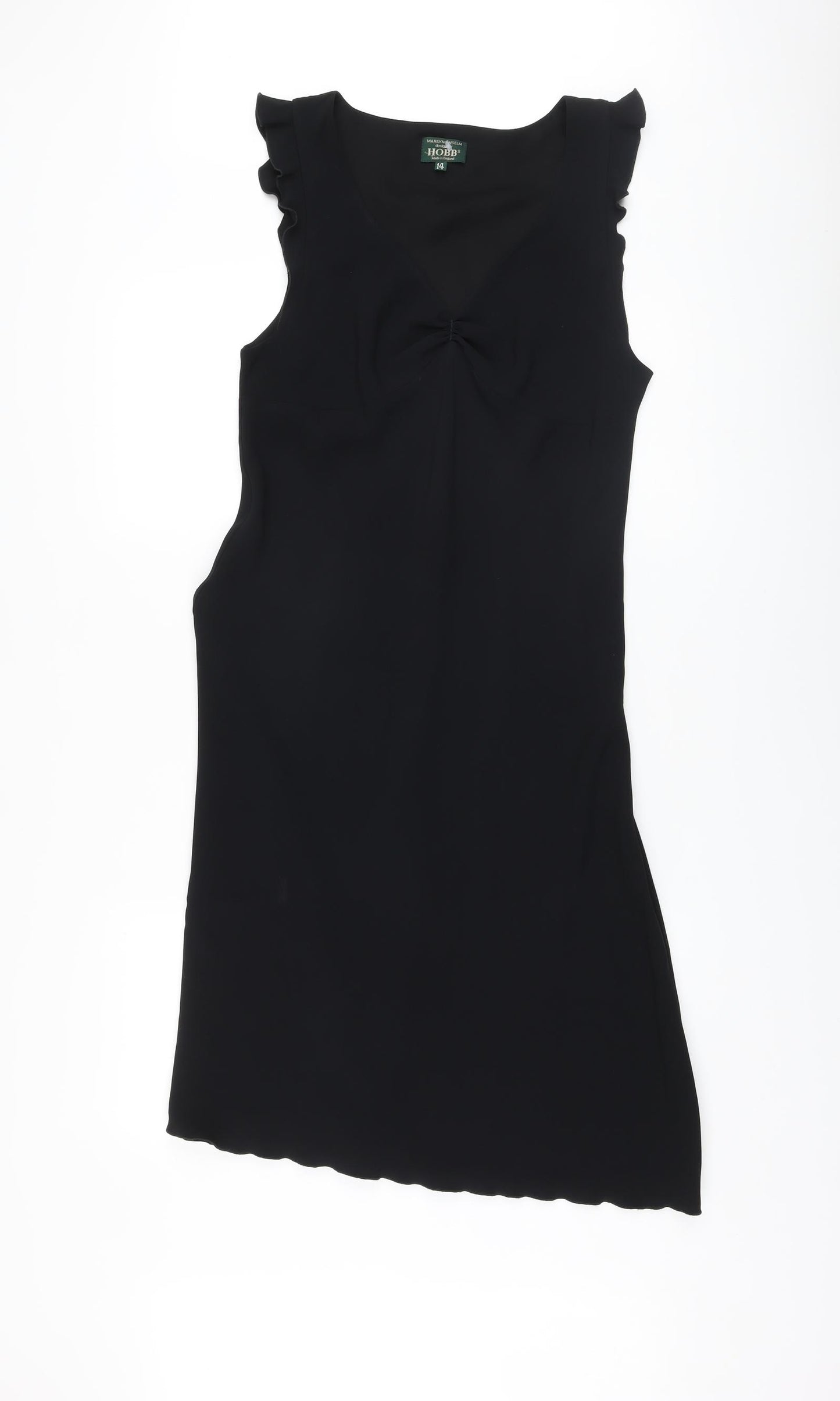 Hobbs Womens Black Polyester A-Line Size 14 V-Neck Zip