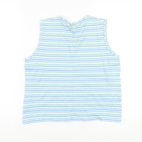 EWM Womens Multicoloured Striped Cotton Basic Tank Size 14 V-Neck