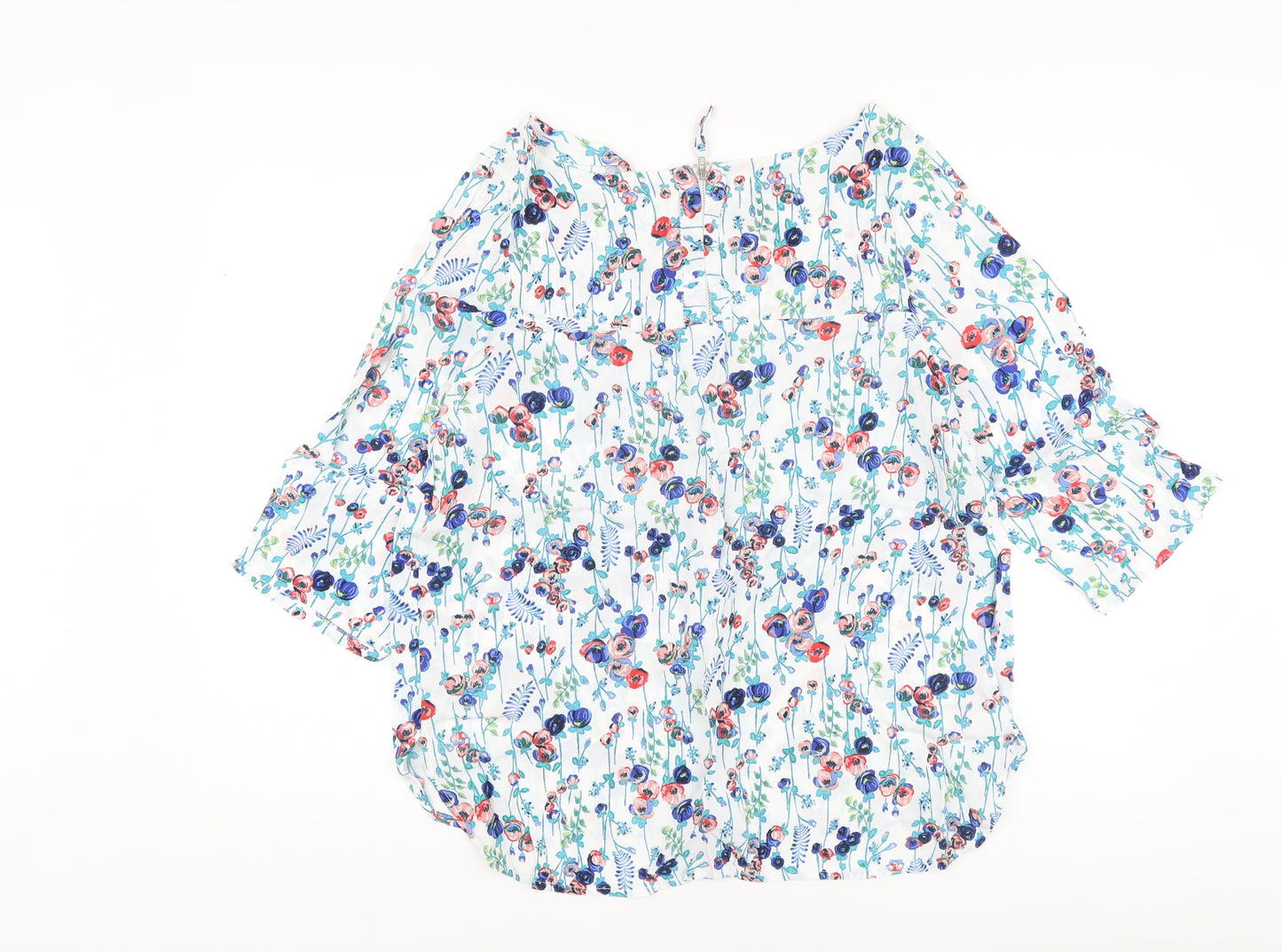 Monsoon Womens Multicoloured Floral Viscose Basic Blouse Size 16 Boat Neck