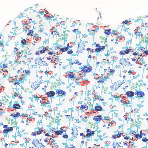 Monsoon Womens Multicoloured Floral Viscose Basic Blouse Size 16 Boat Neck