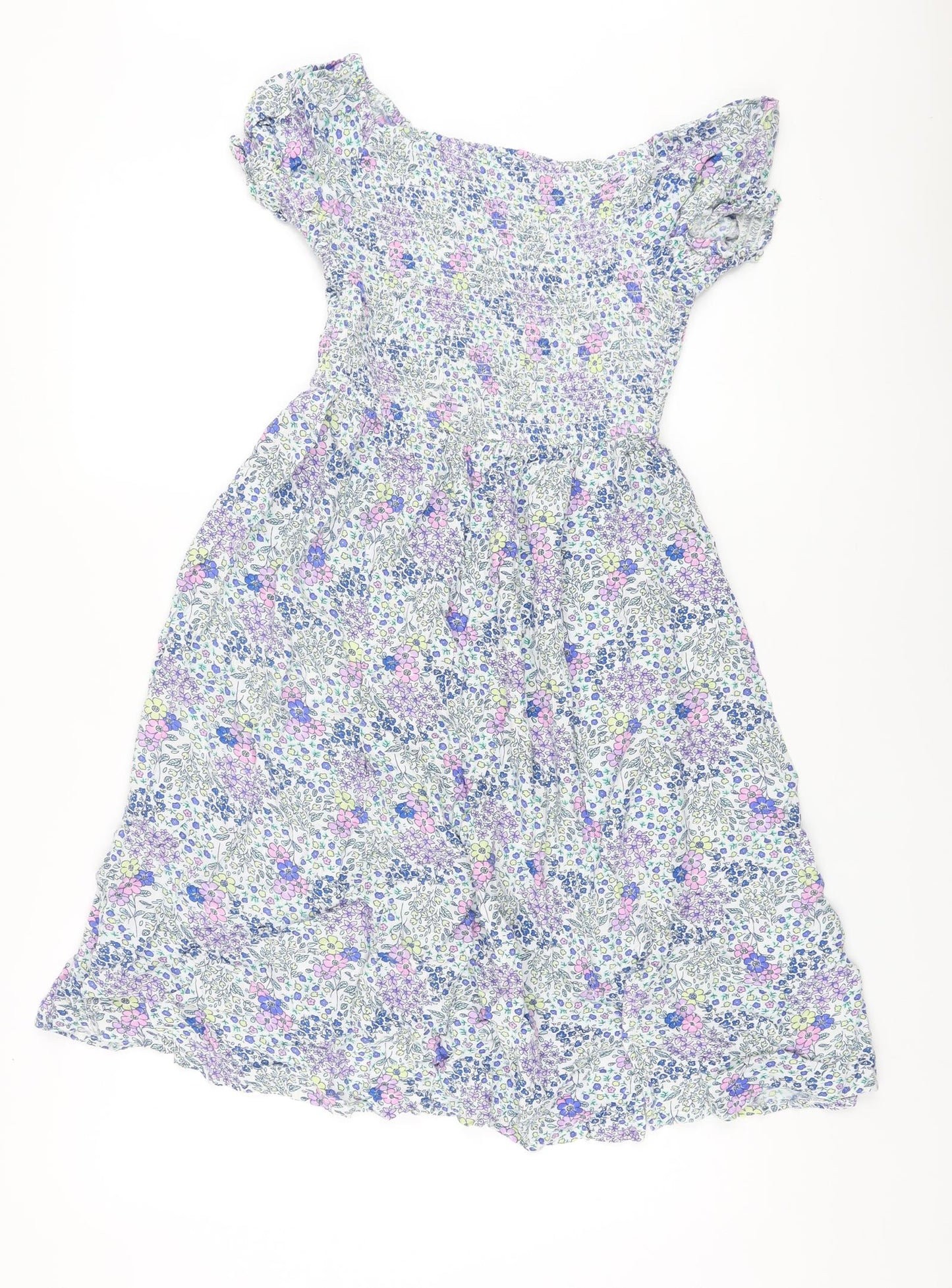 Marks and Spencer Girls Multicoloured Floral Vinyl A-Line Size 10-11 Years Square Neck Pullover