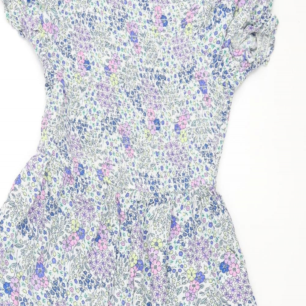 Marks and Spencer Girls Multicoloured Floral Vinyl A-Line Size 10-11 Years Square Neck Pullover