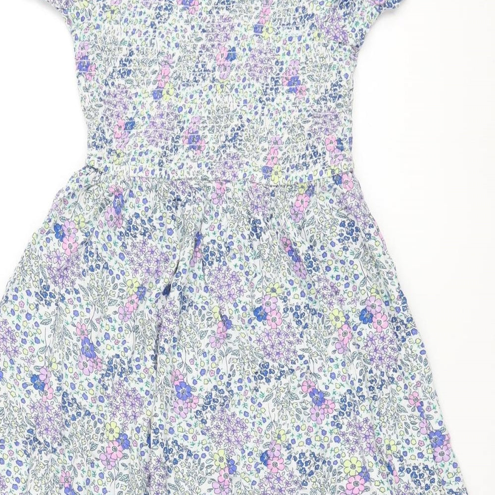 Marks and Spencer Girls Multicoloured Floral Vinyl A-Line Size 10-11 Years Square Neck Pullover