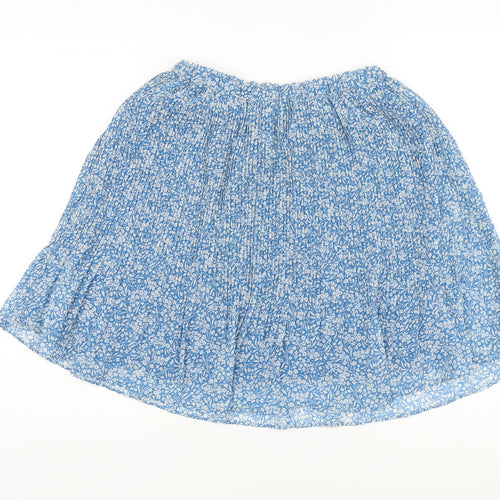 Mango Womens Blue Floral Polyester Pleated Skirt Size S