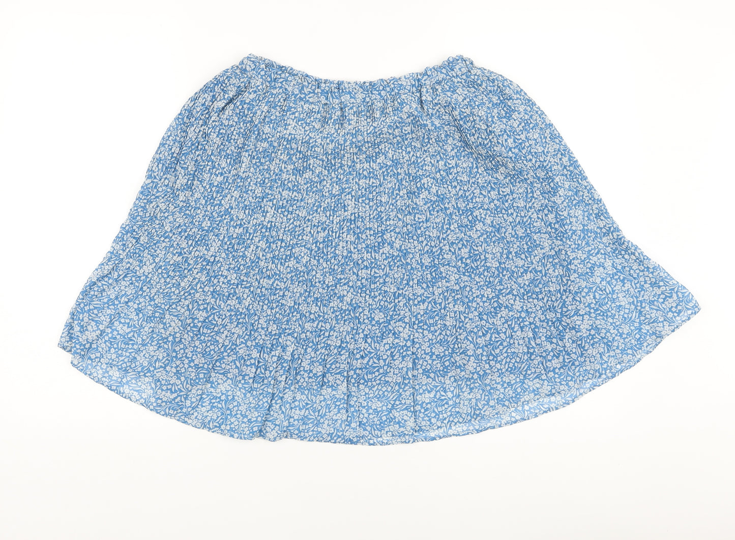 Mango Womens Blue Floral Polyester Pleated Skirt Size S