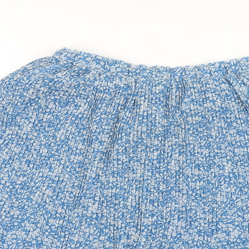 Mango Womens Blue Floral Polyester Pleated Skirt Size S