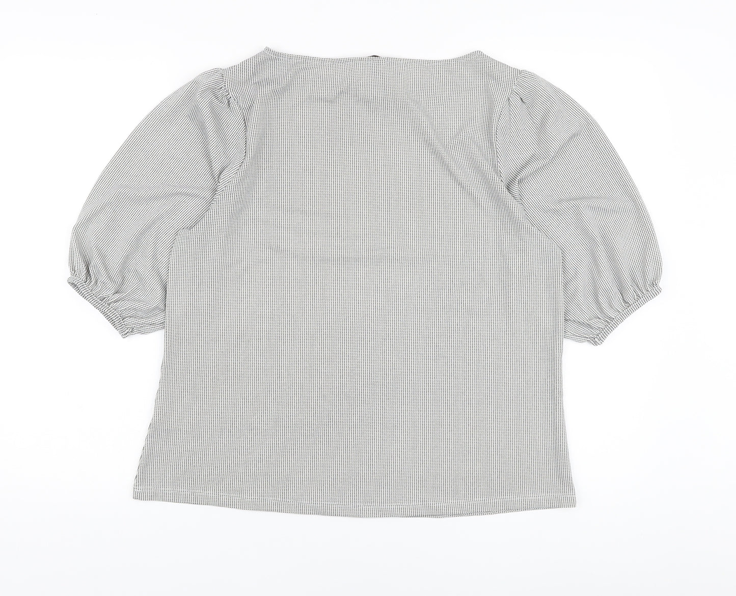 H&M Womens Black Geometric Polyester Basic Blouse Size M Boat Neck